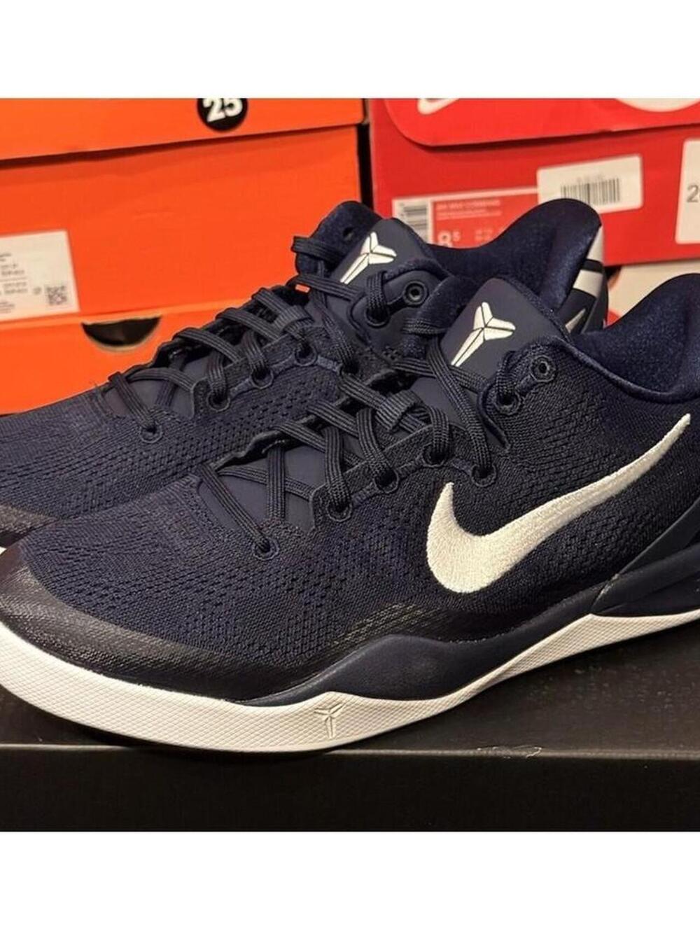 Nike Kobe 8 VIII Low GS Navy White 7Y Womens 8.5 FN0266-400 (072)